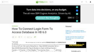 How To Connect Login Form To Access Database In VB 6.0 - IT Toolbox