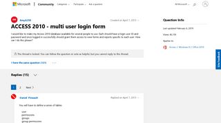 ACCESS 2010 - multi user login form - Microsoft Community