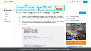Fill user name and password in a webpage using VBA - Stack Overflow