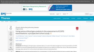 Using venous blood gas analysis in the assessment of COPD ...