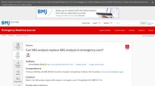 Can VBG analysis replace ABG analysis in emergency care ...