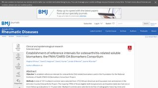 Establishment of reference intervals for osteoarthritis-related soluble ...