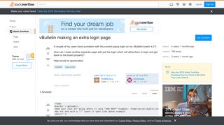 vBulletin making an extra login page - Stack Overflow