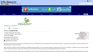 VBUZZER : All reviews | DSLReports, ISP Information
