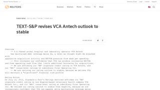 TEXT-S&P revises VCA Antech outlook to stable | Reuters