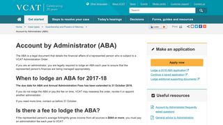 Account by Administrator (ABA) | VCAT