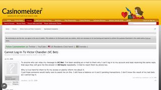Cannot Log-In To Victor Chandler (VC Bet) - Casinomeister
