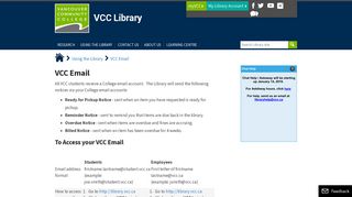 VCC Email - Vancouver Community College - Library and Learning ...