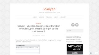 [Solved] : vCenter Appliance root Partition 100% full , plus Unable to ...