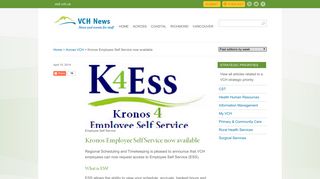 Kronos Employee Self Service now available - VCH NewsVCH News |