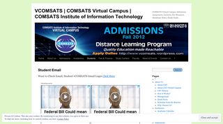 Student Email | VCOMSATS | COMSATS Virtual Campus | COMSATS ...