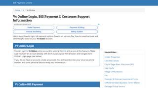 Vc Online Login, Bill Payment & Customer Support Information
