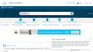 Solved: need login username and password for VC... - Cisco Community