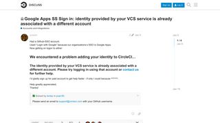 Google Apps SS Sign in: identity provided by your VCS service is ...