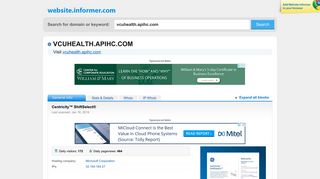 vcuhealth.apihc.com at WI. Centricity™ ShiftSelect® - Website Informer