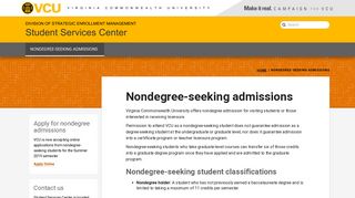 Student Services Center — Nondegree-seeking admissions