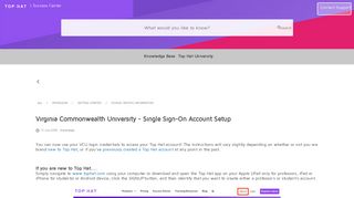 Virginia Commonwealth University - Single Sign-On Account Setup