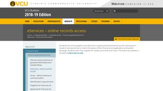 eServices – online records access - VCU Bulletin - Virginia ...