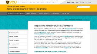 New Student and Family Programs — Registration