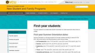 New Student and Family Programs — First-year students