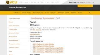 Payroll | Human Resources | Virginia Commonwealth University