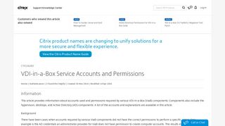 VDI-in-a-Box Service Accounts and Permissions - Support & Services
