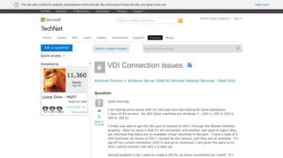 VDI Connection issues. - Microsoft
