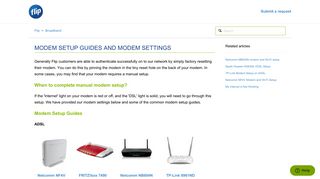 Modem Setup Guides and Modem Settings – Flip