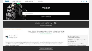 Troubleshooting Vector's Connection – Customer Care