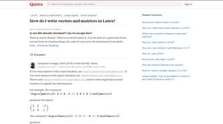 How to write vectors and matrices in Latex - Quora