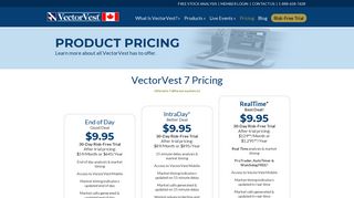 Product Pricing - VectorVest Canada