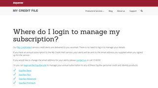 Where do I login to manage my subscription? | My Credit File