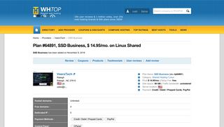 SSD Business > veerotech.net, USD 14.95/mo. on Shared, Linux