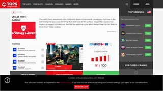 Vegas Hero Casino €1000 Bonus + 50 Free Spins - Casino Tops Online