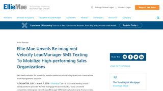 Ellie Mae Unveils Re-imagined Velocify LeadManager SMS Texting ...