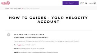 Velocity Member support |Manage Account | Velocity Frequent Flyer