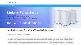 Method to Login To Linksys Velop Web Interface - Linksys Velop setup