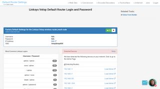 Linksys Velop Default Router Login and Password - Clean CSS