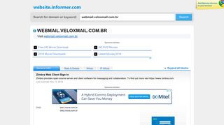 webmail.veloxmail.com.br at WI. Zimbra Web Client Sign In