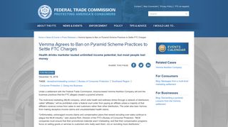 Vemma Agrees to Ban on Pyramid Scheme Practices to Settle FTC ...