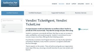 Vendini TicketAgent, Vendini TicketLine | Authorize.Net
