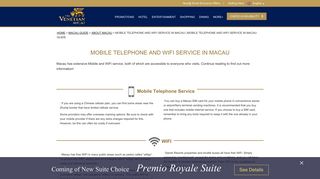Mobile Telephone and WiFi Service in Macau - The Venetian Macao