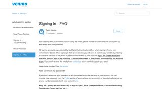 Signing In - FAQ – Venmo