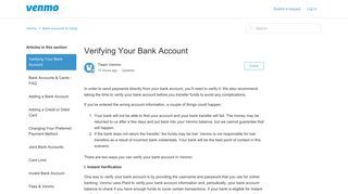 Verifying Your Bank Account – Venmo