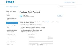 Adding a Bank Account – Venmo