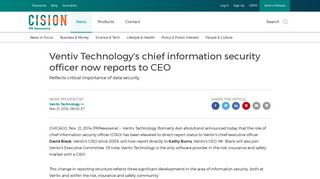 Ventiv Technology's chief information security officer now reports to CEO