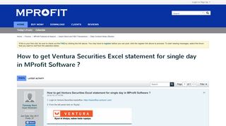 How to get Ventura Securities Excel statement for single day in ...