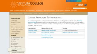 Canvas Resources for Instructors | Ventura College