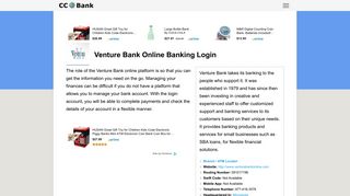 Venture Bank Online Banking Login - CC Bank