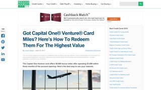 Got Capital One® Venture® Card Miles? Here's How To Redeem ...